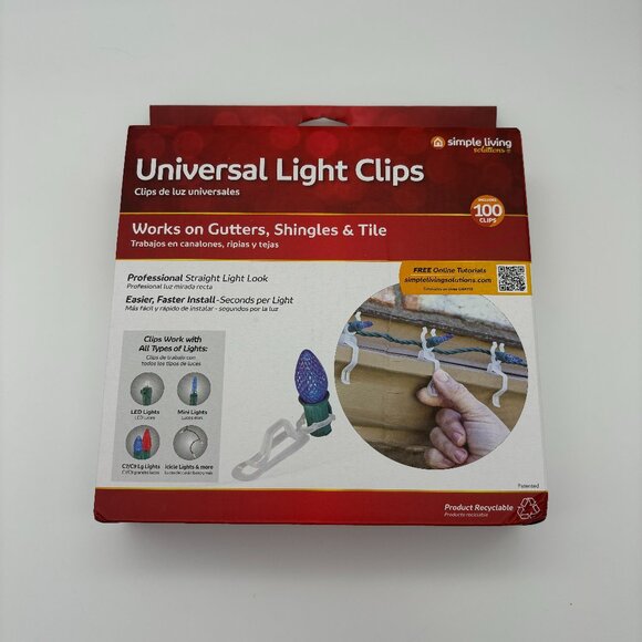 Simple Living Solutions 100ct White Universal Clips for Holiday Light Strands - Picture 1 of 3